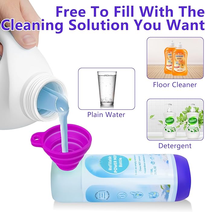 Refillable Bottle for Swiffer Power Mop Refills Solution Container, 775ML/26 FL OZ Reusable Cleaner Container, Empty, Leak-Proof, HDPE Power Mop Solution Bottle, Easy Install, Use Any Liquid Cleaner