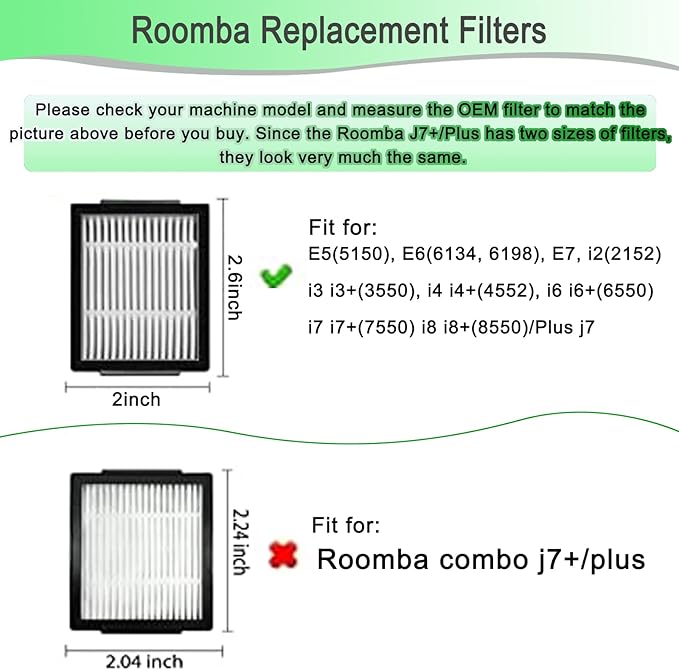 CauYien 26 Pack Replacement Parts accessories for iRobot Roomba i3 i3+ i4 i6 i6+ i7 i7+ E5 E6 E7 j7 I & E j Series Vacuum Cleaner,2 Set Rubber Brushes,8 Vacuum Filters,8 Side Brushes,8 Vacuum Bags