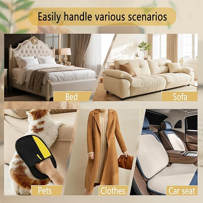 CUSUA 2 Pcs Electrostatic Pet Hair Removal Glove, 2025 Newly Magic Brush Pet Hair Remover for Dogs & Cats, Reusable Animal Fur Grooming Tool for Cleaning Hair on Furniture, Couch, Car Seats, Carpet