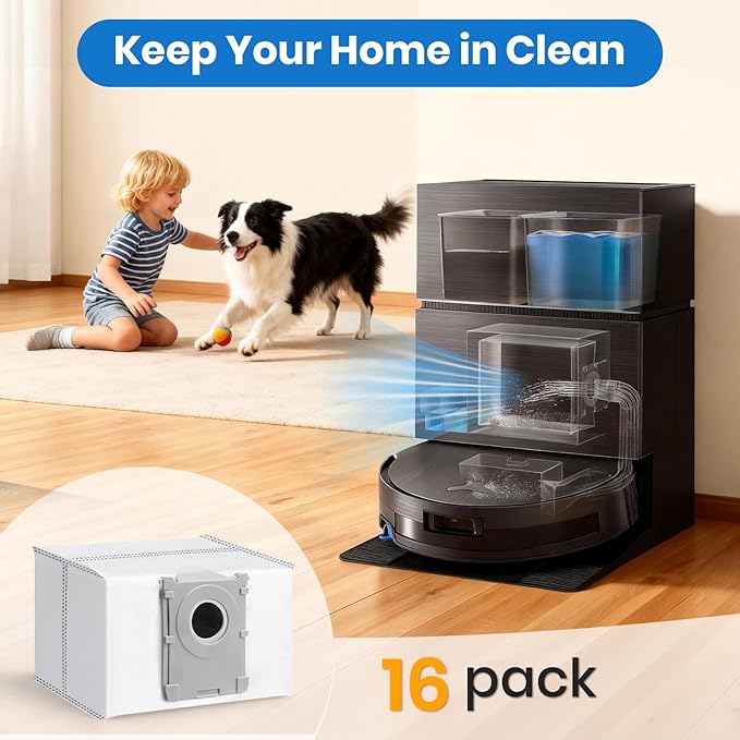 Bluevisk 16 Pack X11 Dust Bags Compatible with ECOVACS DEEBOT X11 Pro Omni/X11/X11 Pro Robot Vacuum Reusable Dust Bags 2L Large Capacity Heavy Duty Bags for Home Vacuum