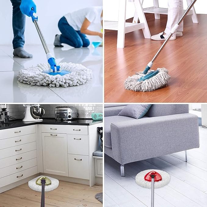 Qulable 4 Pack EasyWring Spin Mop Refill Replacement Heads - Microfiber, Compatible with Triangle Spin Mop, Multi-Surface Cleaning