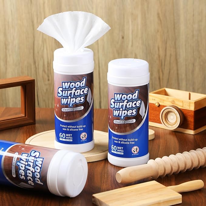 3 Pack 180 Count Wood Surfaces Wipes Wood Cleaner and Polish Wipes Furniture Floor Wet Cabinet Cleaner for Kitchen Bathroom Furniture Floors Cabinet Cleaning