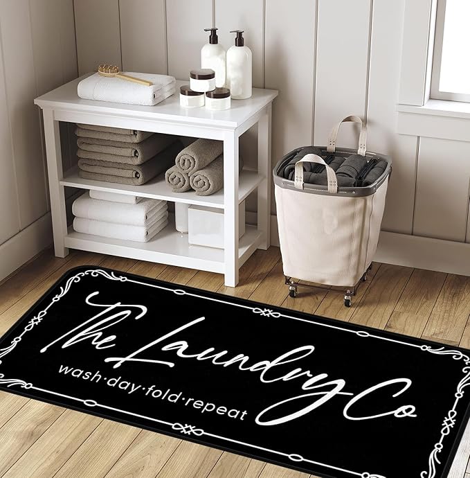Laundry Room Rug Runner 20"X59" Non Slip Farmhouse Mats Organization and Washable Floor Long Rugs for Laundry Room Accessories Mudroom Kitchen Bathroom Area Rugs Decor
