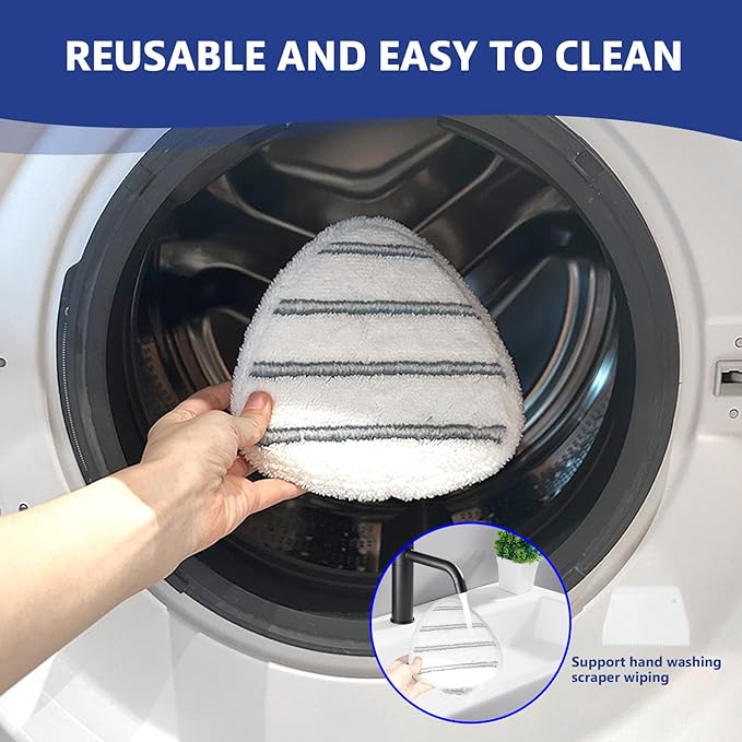 High-PQ Flat Mop Head Replacements, Microfiber Mopping Pads Refills, 4-Pack Spin Mop Pads + 1 Plastic Pad &1 Scrape for Floor, Wall & Ceiling Cleaning - Fits EasyWring & RinseClean Systems