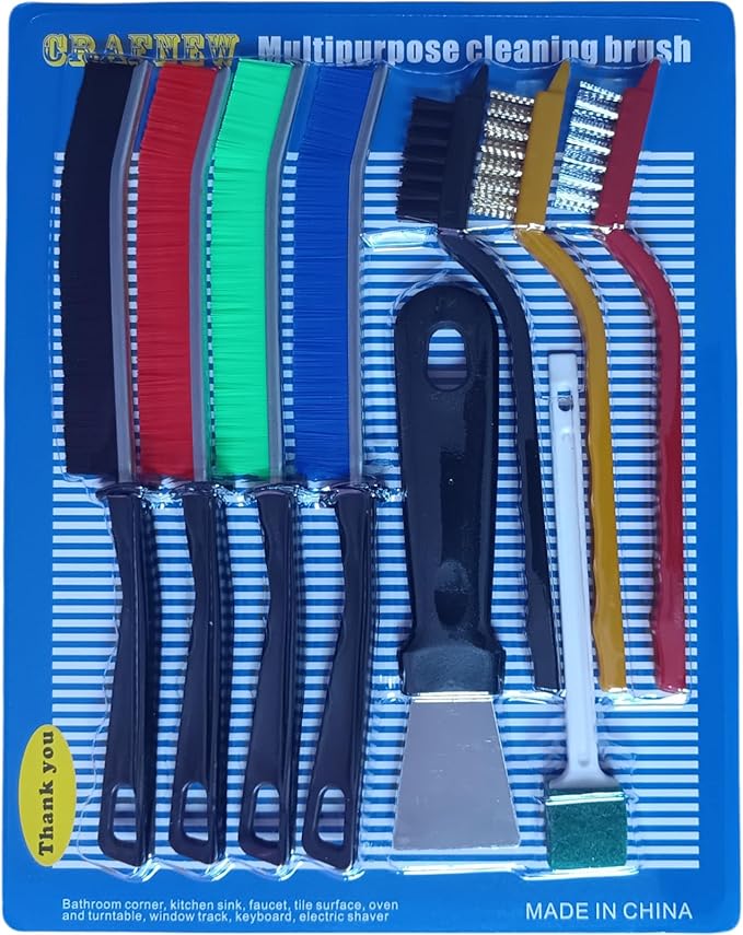 9Pcs Cleaning Brush Set, Small Space Hard Brush, Household Cleaning Product, Suitable for Small Gap Brush Set of Kitchen and Bathroom Tiles
