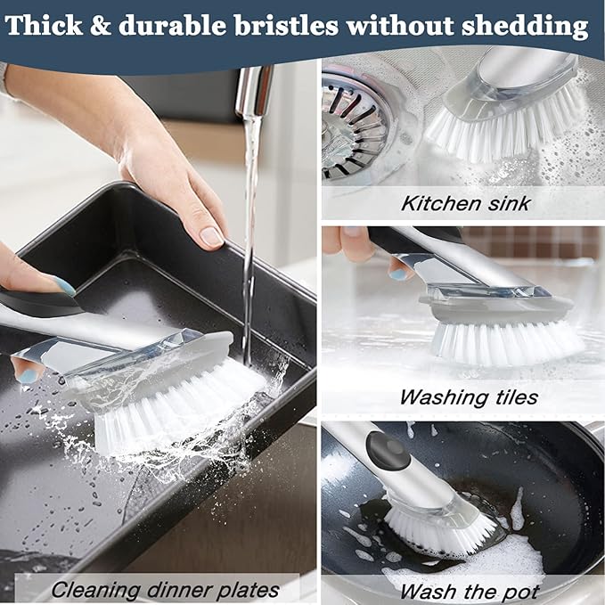 Brush Refills for OXO Dish Brush - 6 Pack Dish Brush Cleaning Soap Dispensing Head Replacement for Scrubber(Grey)