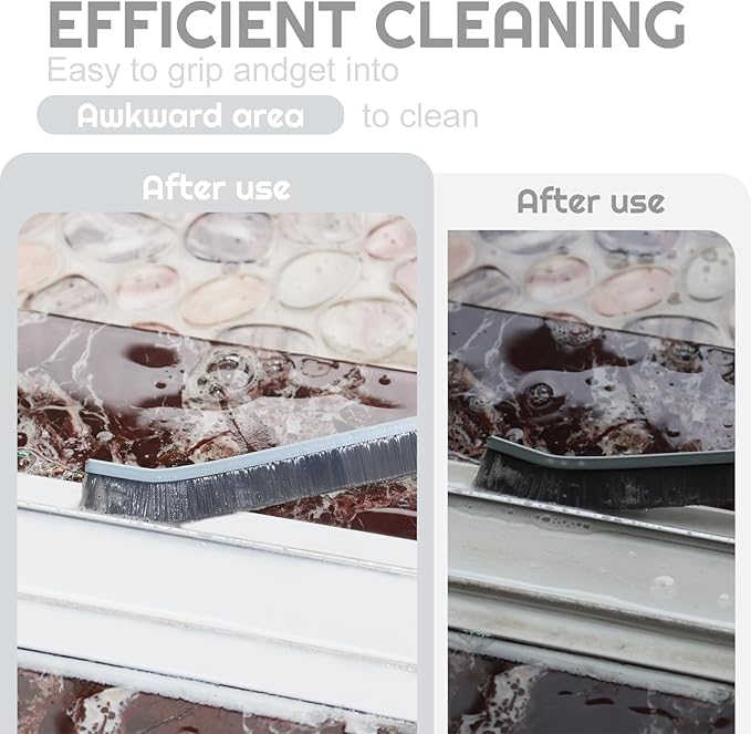 YIGAARUI Crevice Cleaning Brush Bathroom Tile Groove Gap Cleaning Brush Premium Crevice Cleaning Tool Aluminum Support with 15° Angled Head-Grout Thin Brush,Kitchen & Bathroom Tool (5PCS)