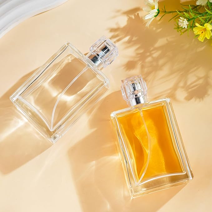 YU FENG Glass Perfume Bottles Empty Spray Refillable Atomizer 2 Pack 100ml/3.4oz(Square)