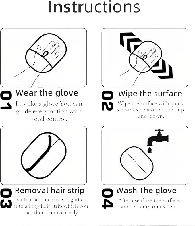 Pet Hair Removal Glove & Lint Mitt for Dogs, Cats - Electrostatic, Reusable & Washable Deshedding Grooming Mitt for Furniture, Car Seats, Couch, Carpet, Bedding