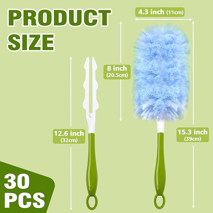 DALIPER Heavy Duty Duster Refills Compatible with Swiffer, Duster Kit with 30 PCS Refills & 1 Handle, 360° Dusters with 4X Microfibers for Dusting Ceiling Fans, Electronics, Furniture, Blinds