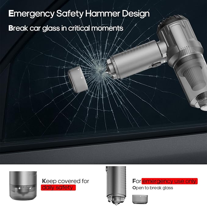 Auloea Handheld Mini Car Vacuum Cleaner, 9000Pa Vacuum Cleaner and Air Duster, 120W High Power Hand Held Vacuum with LED Light and Multi-Nozzles for Car, Home, Office, Pet /V01pro Gray