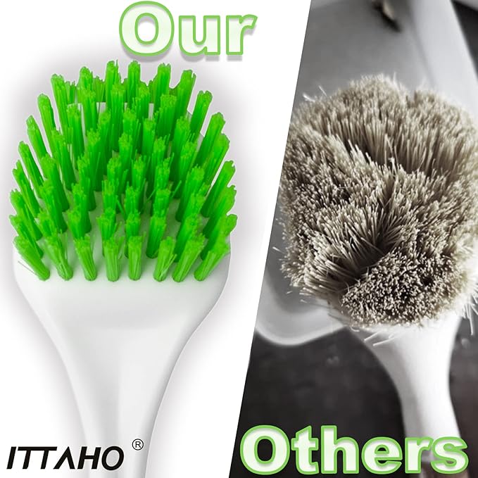 ITTAHO Dish Scrub Brush Kit, Kitchen Brush Set for Cleaning, Double Sided Bristles Scrubber Cleaner for Dishes,Sink,Pots,Pans,Bathroom Shower,Tile,Tubs - 3 Pack