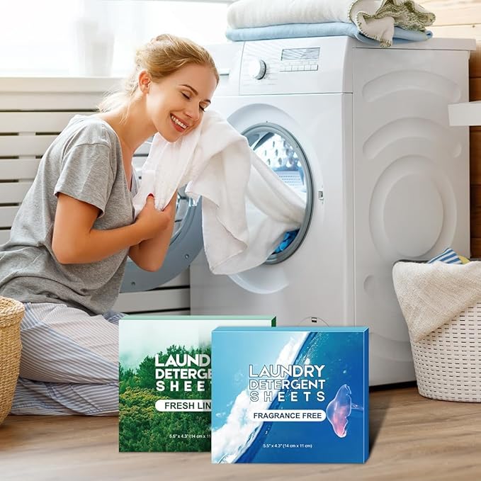 AIDEA Laundry Detergent Sheets, Unscented-(200 Loads) 100 Sheets, No Plastic Jug, Lightweight & Easy To Use For Travel, Apartments, Dorms