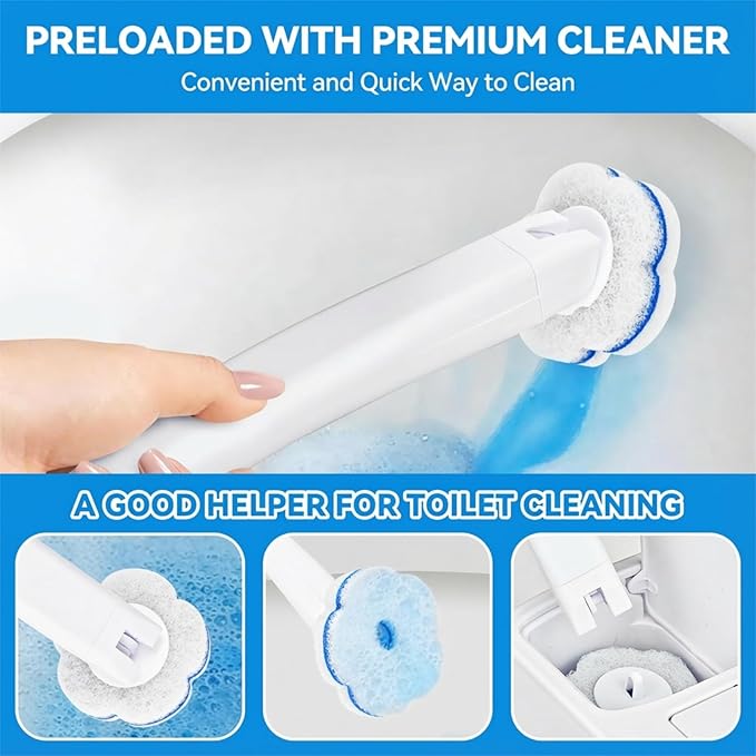 Disposable Toilet Brush,Toilet Bowl Cleaner,Toilet Cleaning Supplies,Toilet Bowl Brush,Automatic lid-Opening and Closing Toilet Brush with Holder, 48 Refills for Cleaning and Bathroom Maintenance