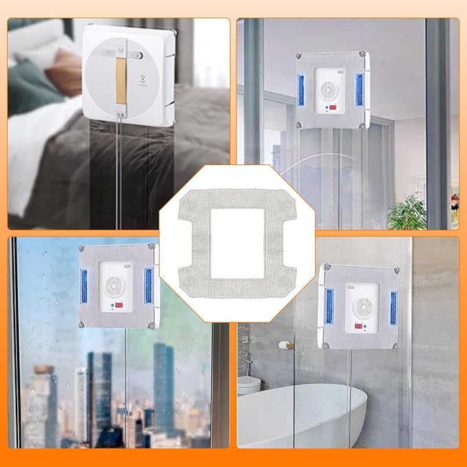 HUAREW 8 Pack Cleaning Rag for Ecovacs Winbot W2 Omni, W1, W1 Pro Window Vacuum Cleaner Robot, Washable and Reusable Mop Cloth Pad Accessories