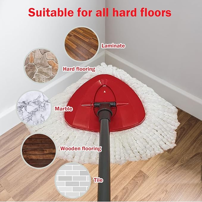 Spin Mop Replacement Head Mop Refill Compatible with Oceda Triangle Swivel Mops Microfiber Swivel Mop Refill,Deep Clean,Machine Washable and Easy to Replace