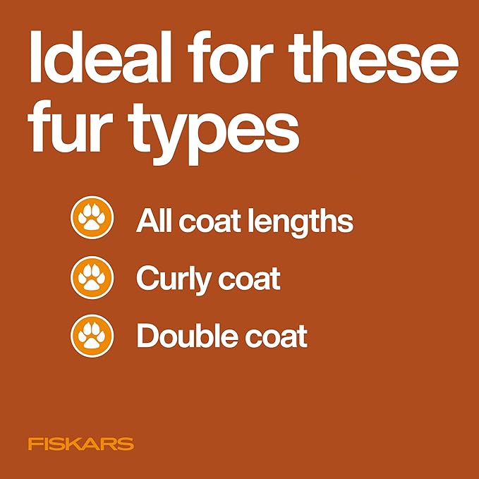 Fiskars Pet, Dog & Cat Grooming Scissors, Rounded Tips & SoftGrip Handle, Cat and Dog Supplies, Orange/Black, Detailing Scissors