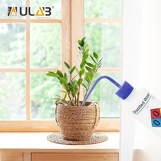 ULAB Scientific Wash Bottle Set, 1 of Each for Self-Venting Safety Wash Bottles of Distilled Water and Ethyl Alcohol, Vol.500ml, LDPE Material, 1pc of General Wide-Mouth wash Bottle, LDPE Material