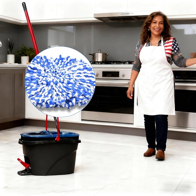 7-Pack Mop Replace Heads Compatible for O Ceda, Spin Mop Refill Head Replacement for RinseClean 2-Tank System - Fluffy Microfiber, Machine Washable and Easy to Replace