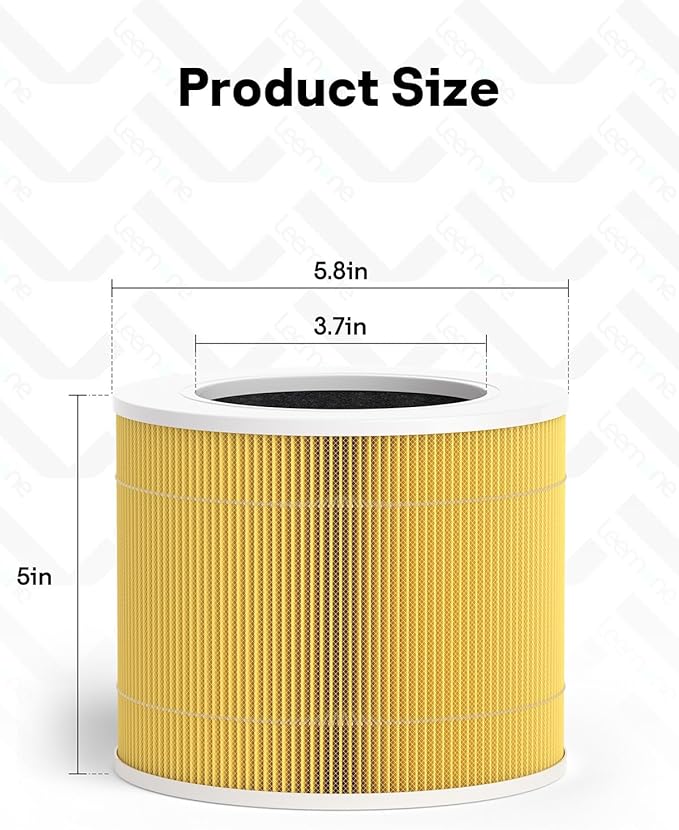 Leemone 3 Pack Core Mini Pet Replacement Filter for LEVOIT Core Mini Air Purifiers, High-Efficiency Activated Carbon,Yellow