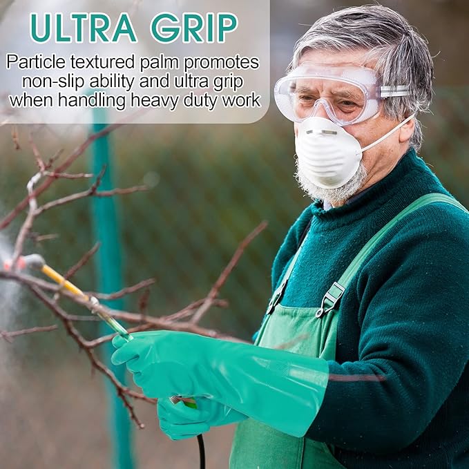 10 Pairs Chemical Resistant Gloves Heavy Duty Thick Nitrile Gloves Bulk for Cleaning, Resist Household Acid, Alkali and Oil (Medium)