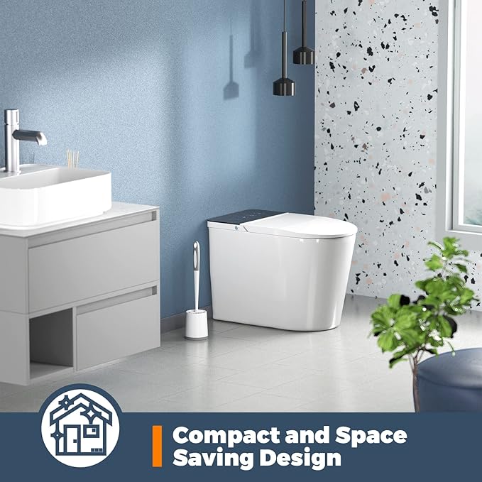 Holaloha Toilet Brush, 4 Pack Toilet Brush and Holder Set, Toilet Bowl Brush with 4 Grout Brush, Toilet Bowl Brush and Holder for Bathroom, (White)