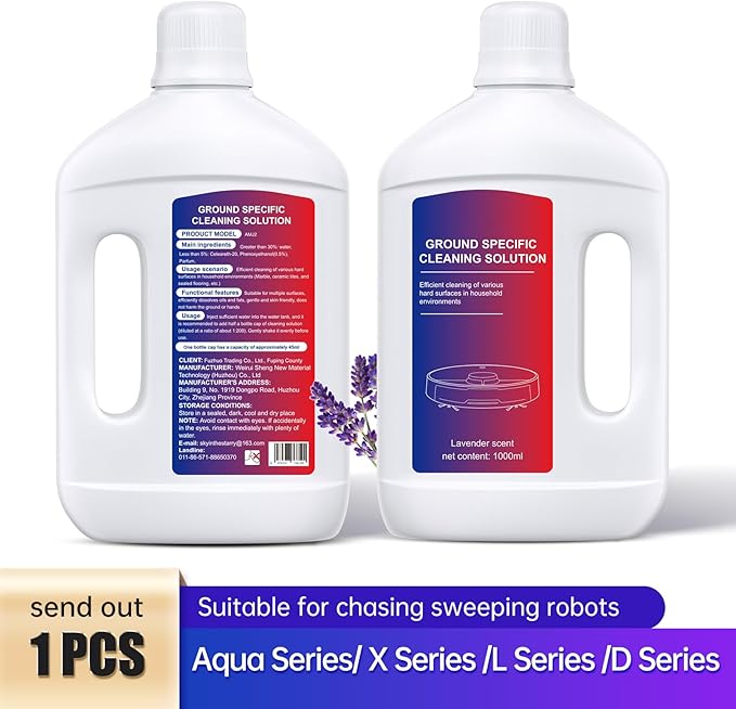 Nukisa Lavender Floor Cleaning Solution 1L Compatible with Dreame Wet & Dry Vacuum and Robot,Residue & Streak Free, Suitable for All Robot Vacuum Cleaners and Wireless Wet Dry Dual-Use Vacuum Cleaners