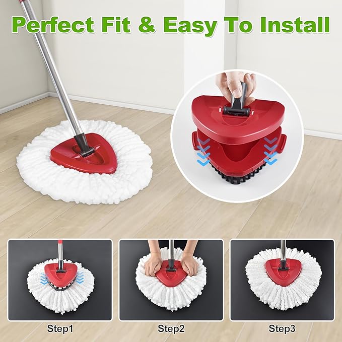 Mop Heads Replacements for O Cedar,Mop Replace Head for Ocedar Easywring 1 Tank,Include 3 Spin Mop Replacement Head 1 Scrub Brush and 1 Mop Base Deep Cleaning & Machine Washable