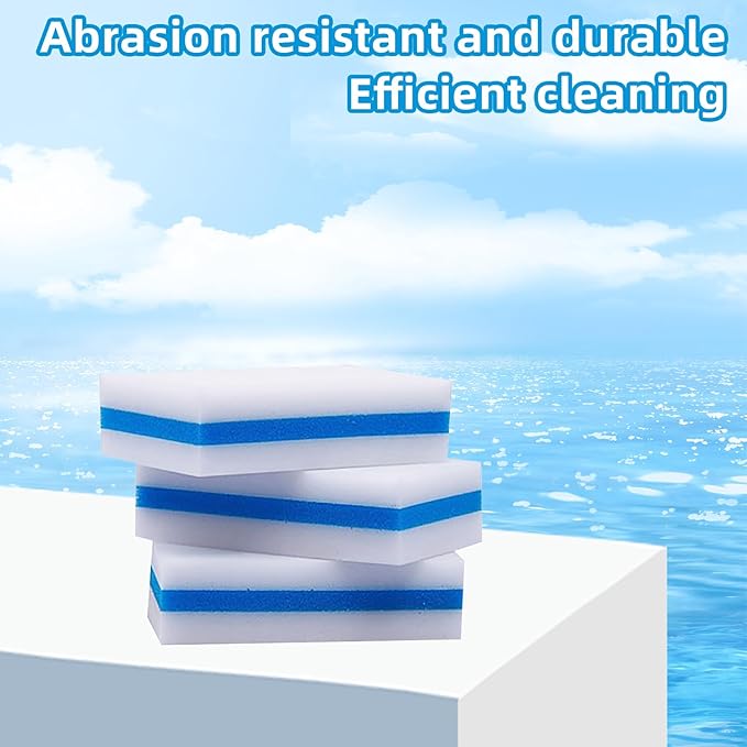50 Pack Magic Sponges Eraser Melamine Sponge of 2 Density, Extra Thick Large Kitchen Cleaning Sponges for Dishes Furniture Baseboard, Sink, Floor, Car, Toys-11 ×7× 3 cm(Blue )
