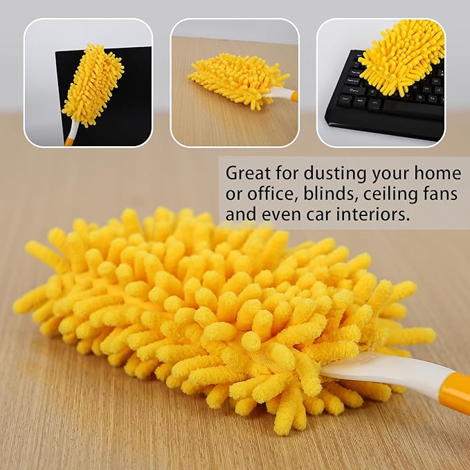 Reusable Duster Refill Compatible with Swiffer Hand Duster - 360 Heavy Duty Dusters Refills - Microfiber Ceiling Fan Duster for Swiffer Dusters Extended Handle, 6 Pack(Handle is Not Included)