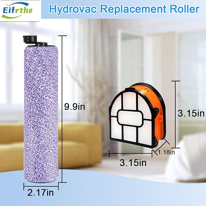 4-Pack WDB1F2 Replacement Brushroll & Filte Bundle for Shark WD101 WD201 WD100 WD200 AW201 WD200C WD201C WD101C AW261 wd160 HydroVac XL 3-in-1 vacuum cleaner, compare parts WDB1, WDB2, WDFF1, WDB1F2
