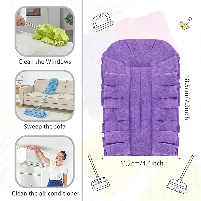 360° Electrostatic Duster Refills — The Sustainable Choice for A Dust-Free Home, Reusable Electrostatic Dust Removal Kit, Dry and Wet Use (3pcs)