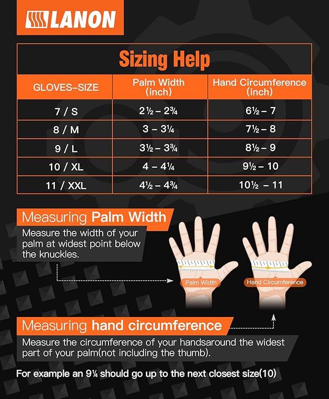 LANON 8mil Orange Disposable Nitrile Gloves, Mechanic, Heavy Duty, Food Safe, Latex Free, Powder Free, Fully-Diamond Textured, XL