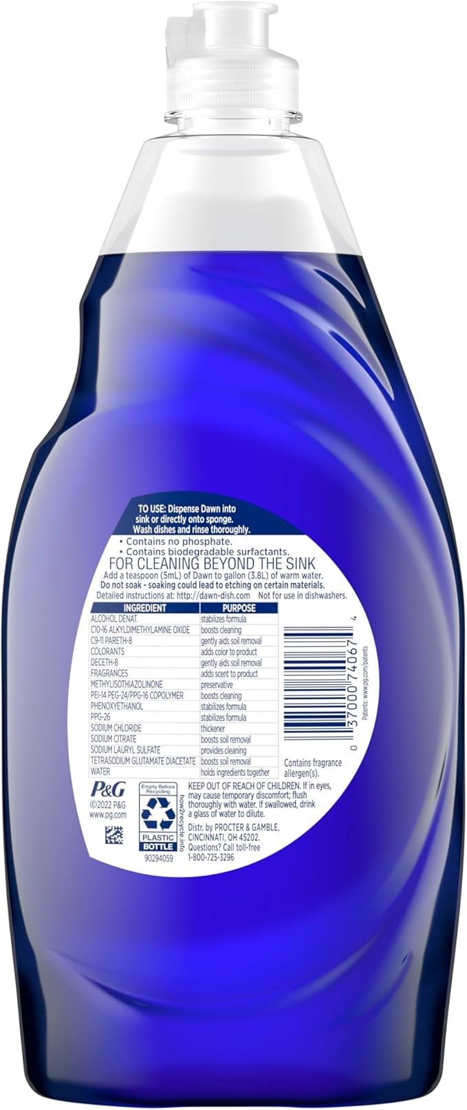 Dawn Platinum Dish Soap, Dishwashing Liquid, Fresh Rain, 3X24OZ
