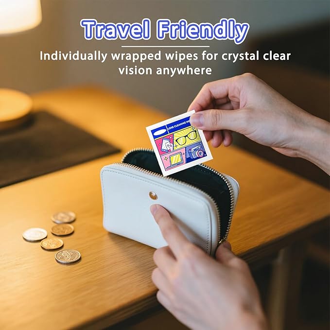 Eye Glasses Cleaner Wipes,Lens Wipes for Glasses/Sunglasses/Eyeglasses,Cleaning Wipes,Lens Wipes Individually Wrapped,Safe for All Lens Surfaces(300PCS)