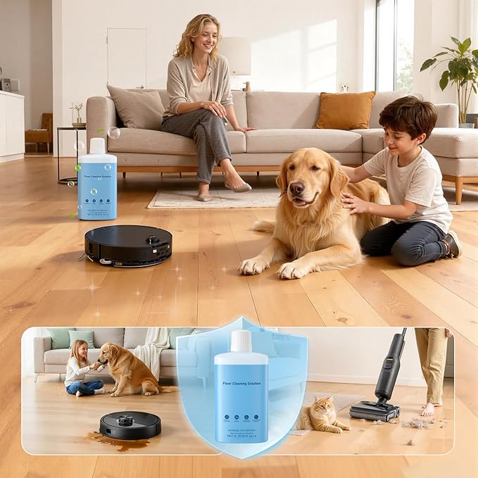 VILLAPOOL Floor Cleaning Solution Compatible with Roborock Robot Vacuums & Wet Dry Vacuums, Deep Cleaning Formula for Hardwood, Tile & Laminate Floors, Gentle and Powerful, 1L (33.8 fl oz)