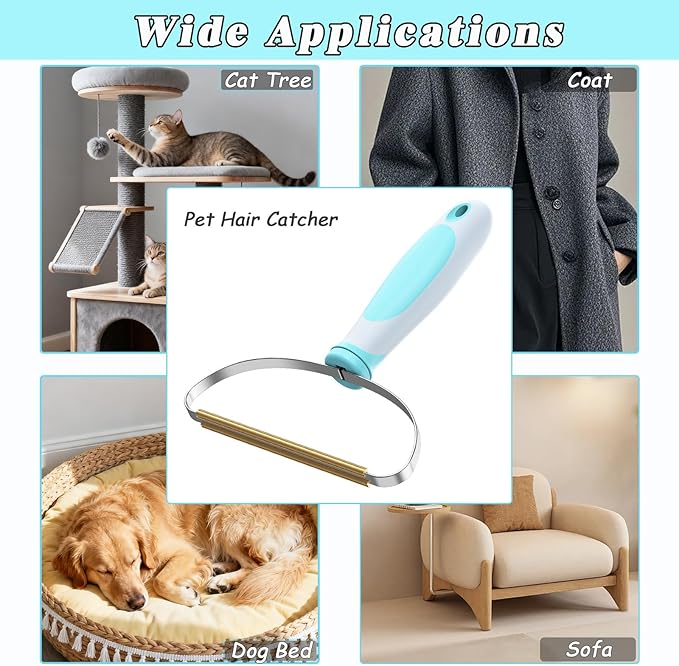 Hotsky Carpet Rake for Pet Hair Removal,3 in 1 Reusable Silicone Carpet Broom,54 inch Adjustable Cat Dog Hair Remover Tool with Lint Scraper and Patented Design for Rugs,Mats,Sofas,Floors