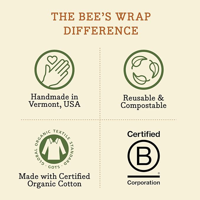 Bee's Wrap Vegan Beeswax Wraps for Food - 2 Meadow Magic Produce Bags - Made in USA Reusable & Organic Food Wraps & Reusable Produce Bags - Eco-Friendly Alternative to Aluminum Foil & Plastic Wrap