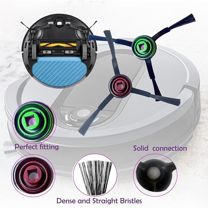 PELLYDA Side Brushes Compatible with ECOVACS DEEBOT X1, T10 Omni,T10 Plus,T20 Omni, T8 AIVI,T9+,N8 Pro Plus,N10 Plus,OZMO 920, OZMO 950, yeedi vac vac 2 Pro Vacuum Cleaner.(8 Pack)