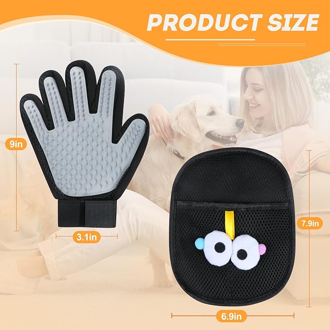 ZQJKLE Pet Hair Removal Glove for Cats & Dogs 1PC and Cat & Dog Grooming Gloves for Shedding Brushes 1 Pair, Pet Hair Remover Tool for Clothing, Couch, Carpet, Car Seat, Deshedding Brush & Massage