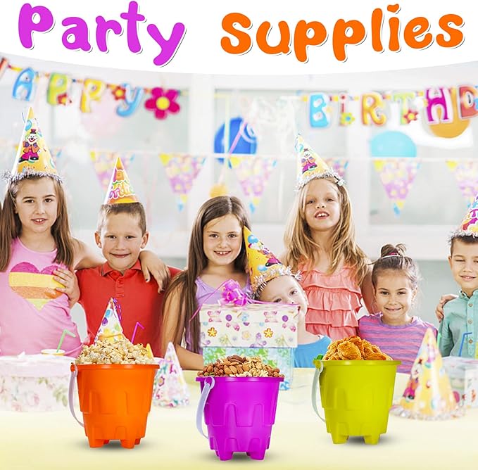 5 Inch Sand Castles Beach Buckets and Shovel Set,Sand Bucket Water Bucket for Beach Fun Great Summer Party Accessory(24 Shovels and 24 Pail Buckets)