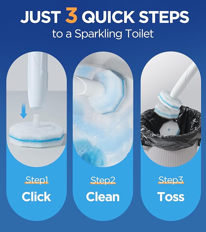 62 Count Toilet Wand Refills for Clorox Toilet Wand, 5X Cleaning Power Toilets Bowl Cleaners with Exclusive Formula, High-Density Disposable Toilets Brush Scrubber - No Falling Apart