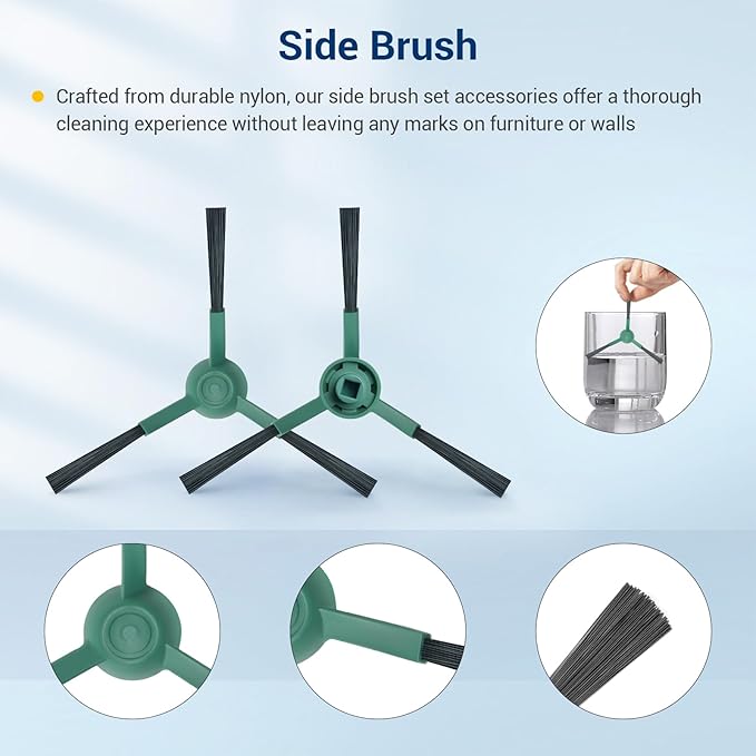 Bluearks 27 Pack Accessories Kit,Compatible with Roomba 104 / Q052 / 105 Vac / 105 Combo Robot Vacuum Cleaner Replacement Parts,2 Rubber Main Brush 6 Filters 6 Side Brushes 6 Vacuum Bags 6 Mop Pads