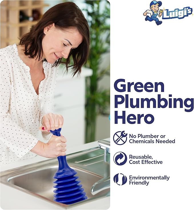 Luigi's Toilet & Sink Plunger Set - Blue