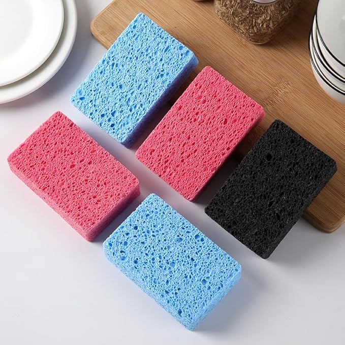 6 - Pack Non-Scratch Scrub Sponges - Sponges for Dishes and Washing Dishes, Cleaning Sponges for Kitchen Home and More(Black)