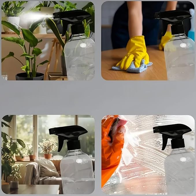 2 PCS Plastic Spray Bottles Set, 10oz/300ml Clear Refillable Container Empty Spray Bottle with Adjustable Head Sprayer and Stream for Cleaning Hair, Pet, Products, Plants