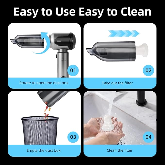 Nefuo Handheld Car Vacuum Cleaner, 22000Pa High Power Hand Held Vacuum Cordless, 9-in-1 Car Vacuum Portable Cordless, 120W Handheld Vacuum with Multi-Nozzles for Auto, Home, Office, Pet