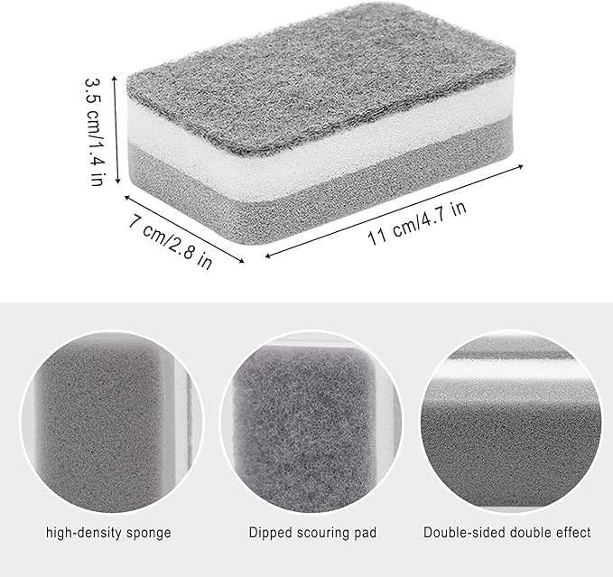Sponge Individually Wrapped, Kitchen Dishwashing Sponges Bulk, Non Scratch Dishes Scouring Pad, Odor-Free Cleaning Sponge Wipes Scrubber Suitable for Travel Camping Apartments (200 Pack)