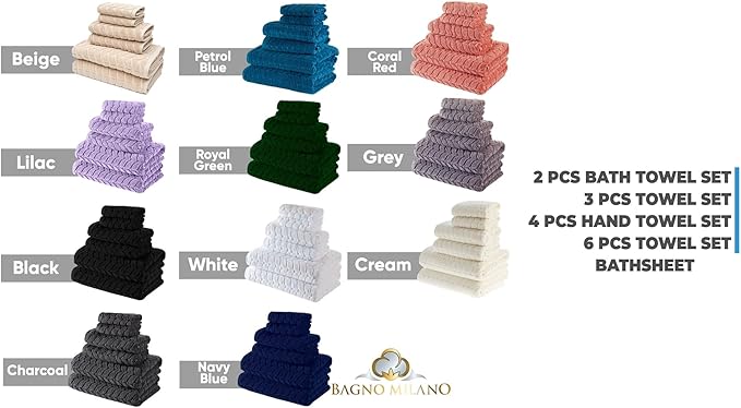 BAGNO MILANO Turkish Bath Towels, Soft Plush Jacquard Luxury Bath Towels, Quick Dry Towel Set (Navy, Bath Sheet)