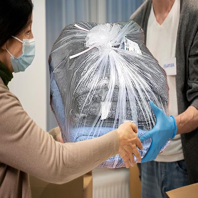 BEIDOU-PAC 33 Gallon Trash Bags, 250 Count Bulk, Heavy Duty Clear Plastic Recycling Garbage Bags, Multi-purpose Can Liners for Business Home Commercial, Industrial Contractors, Storage & Outdoor
